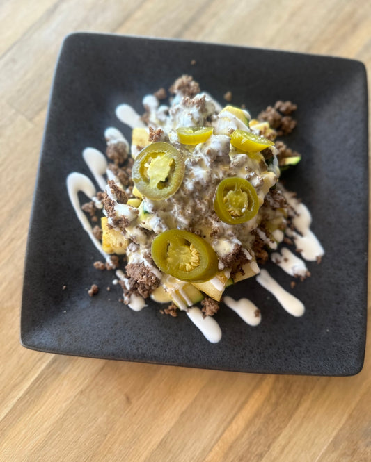 Low carb Beef Zucchini Nachos