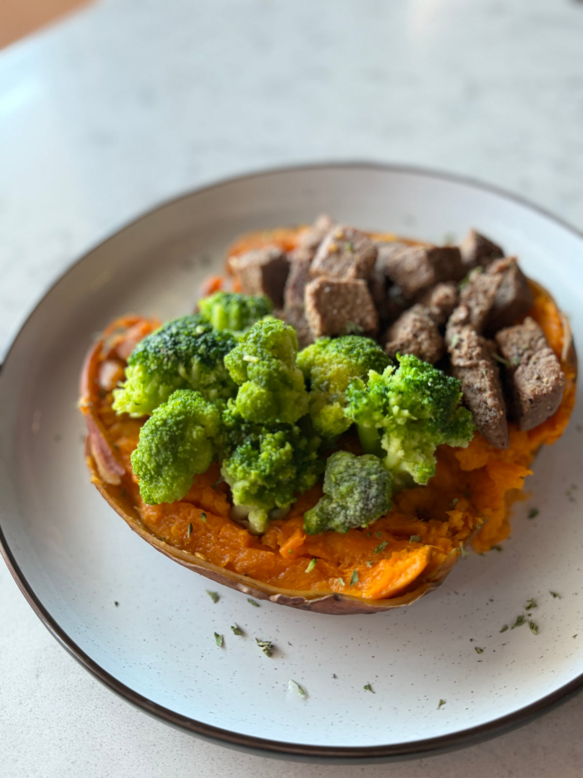 Sirloin loaded Sweet Potatoe