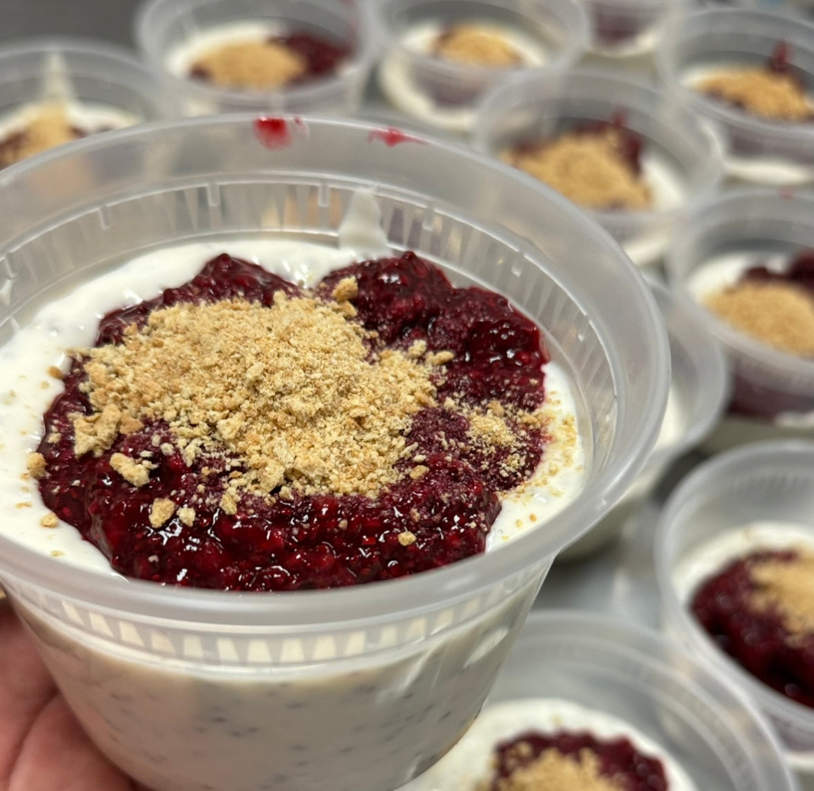 Strawberry cheesecake chia pudding