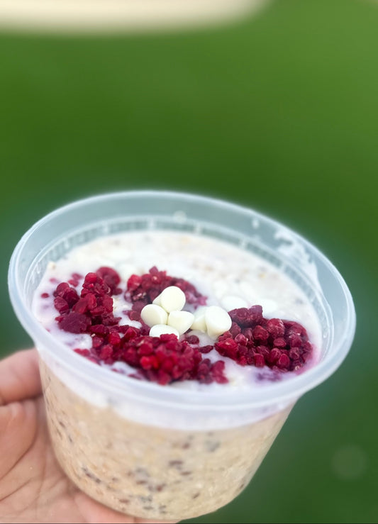 Raspberry & White Chocolate chip Oats