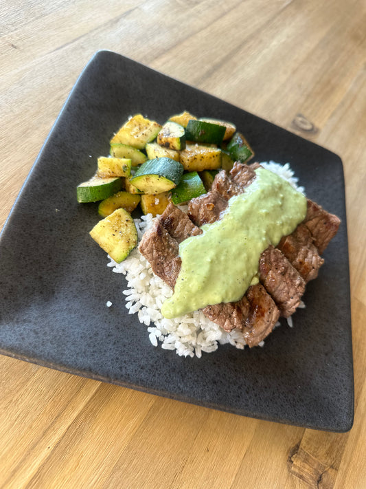 Steak & Creamy Jalapeño Avocado Salsa